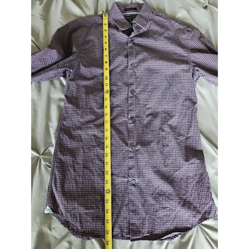 Banana Republic Grant Fit Shirt Small 120s Supima Cotton Purple Plaid Button Up